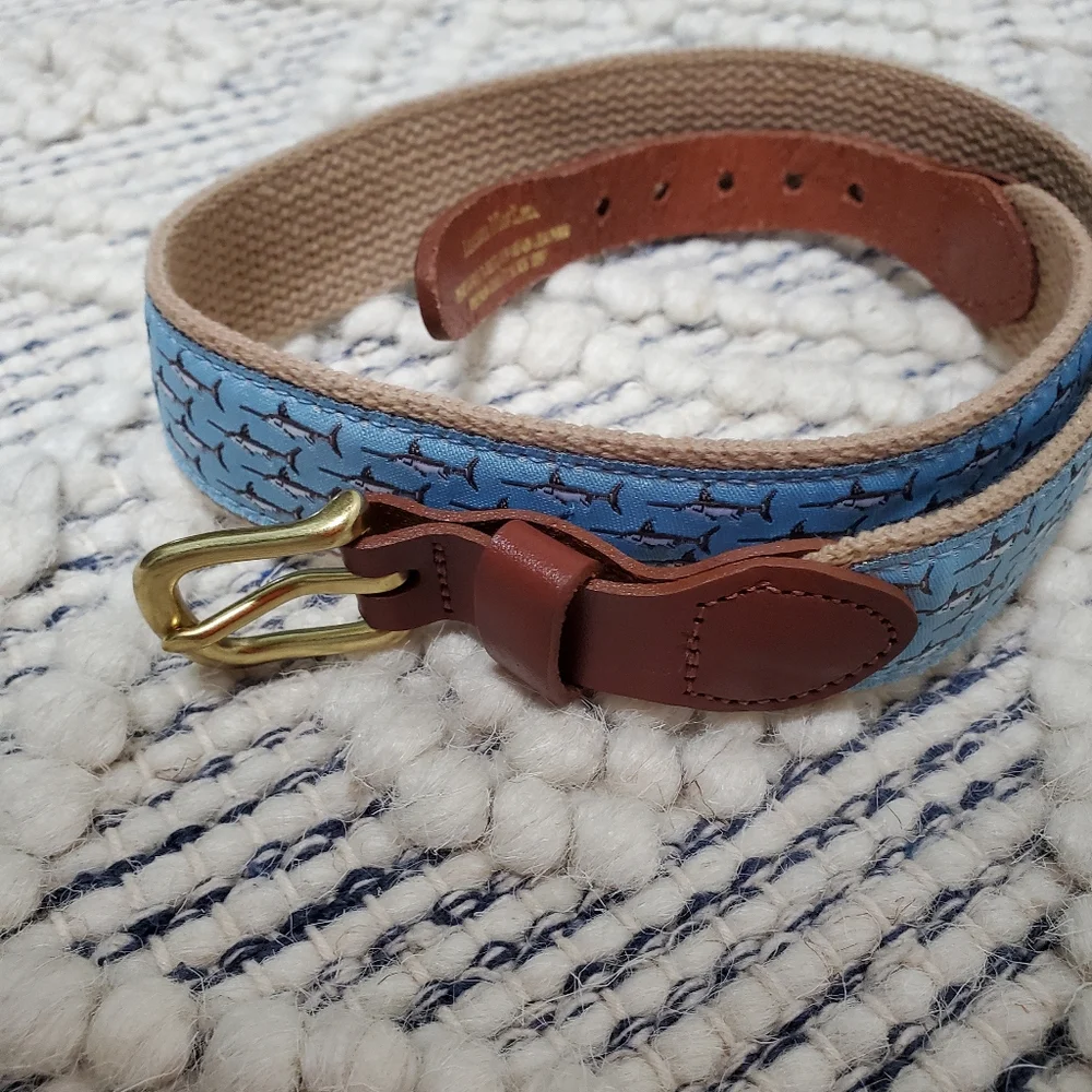 Leather Man Ltd. Canvas Belt Swordfish Novelty Print Fishing Outdoor Size 26